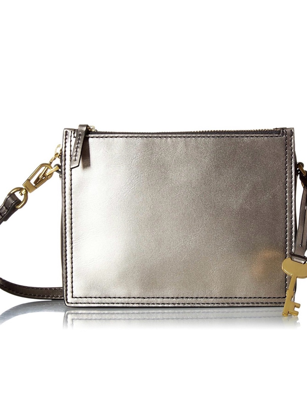Fossil Small Leather Crossbody in Warm Brown with Gold Hardware